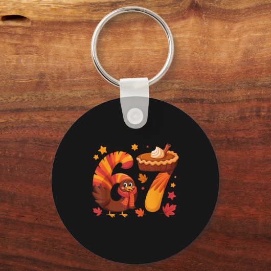 Funny Turkey Thanksgiving 67 Meme Six Seven  キーホルダー (正面)