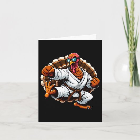 Funny Turkey Thanksgiving Karate Judo Martial Arts カード (正面)