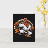 Funny Turkey Thanksgiving Karate Judo Martial Arts カード (黄色い花)