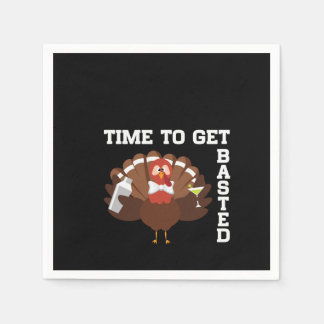 Funny Turkey Time To Get Basted Thanksgiving スタンダードカクテルナプキン