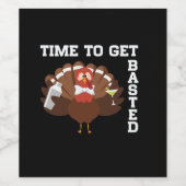 Funny Turkey Time To Get Basted Thanksgiving ワインラベル (シングルラベル)