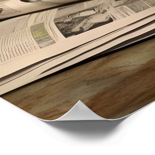 Funny Turtle Bathroom Print, Toilet Newspaper Art ポスター (角)