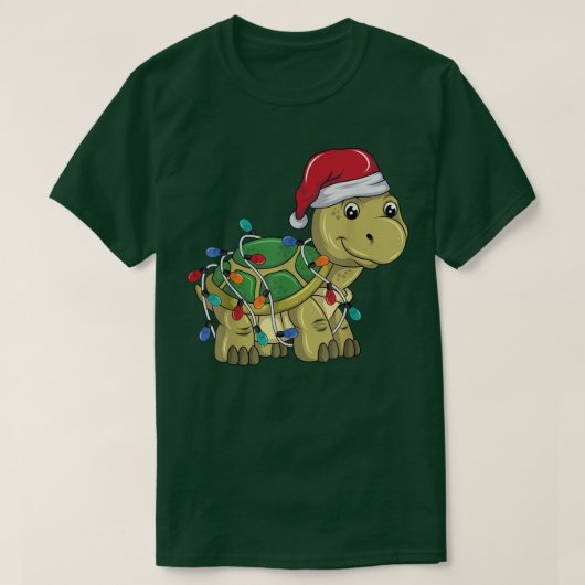 Funny Turtle Christmas Lights Christmas Turtle San Tシャツ (デザイン正面)