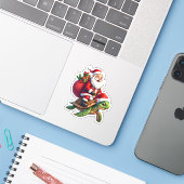 Funny Turtle Christmas Santa Riding Sea Turtle Xma シール (ノートパソコンとiPhone)