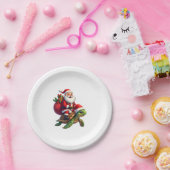 Funny Turtle Christmas Santa Riding Sea Turtle Xma ペーパープレート (パーティー)