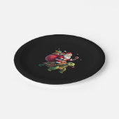 Funny Turtle Christmas Santa Riding Sea Turtle Xma ペーパープレート (アングル)