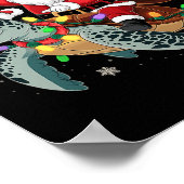 Funny Turtle Christmas Santa Riding Sea Turtle Xma ポスター (角)