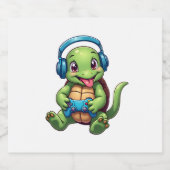 Funny Turtle Gamer Gaming Turtles Video Game (1) スパークリングワインラベル (シングルラベル)