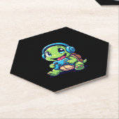 Funny Turtle Gamer Gaming Turtles Video Game (1) ペーパーコースター (アングル)