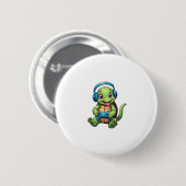 Funny Turtle Gamer Gaming Turtles Video Game (1) 缶バッジ (正面&裏面)