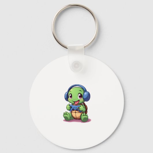 Funny Turtle Gamer Gaming Turtles Video Game (2) キーホルダー (正面)