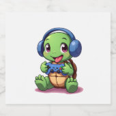 Funny Turtle Gamer Gaming Turtles Video Game (2) スパークリングワインラベル (シングルラベル)