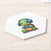 Funny Turtle Gamer Gaming Turtles Video Game (2) ペーパーコースター (アングル)