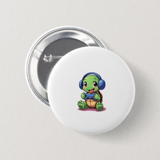 Funny Turtle Gamer Gaming Turtles Video Game (2) 缶バッジ (正面&裏面)