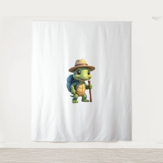 Funny Turtle Hiking Graphic Camping Lover Adventur タペストリー (正面)