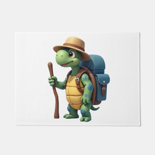 Funny Turtle Hiking Graphic Camping Lover Adventur ドアマット (正面)