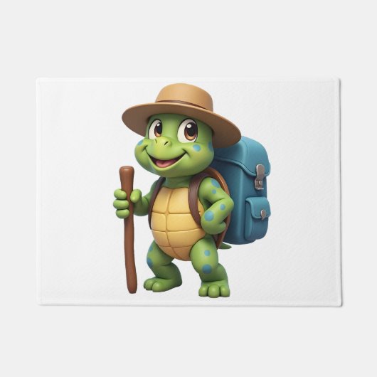 Funny Turtle Hiking Graphic Camping Lover Adventur ドアマット (正面)