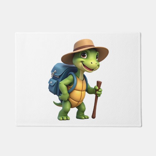 Funny Turtle Hiking Graphic Camping Lover Adventur ドアマット (正面)