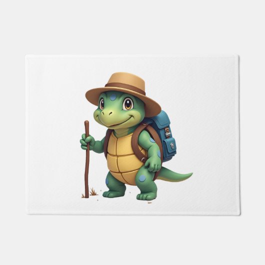 Funny Turtle Hiking Graphic Camping Lover Adventur ドアマット (正面)
