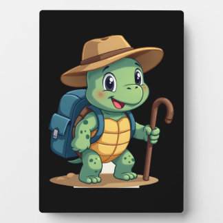 Funny Turtle Hiking Graphic Camping Lover Adventur フォトプラーク