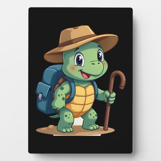 Funny Turtle Hiking Graphic Camping Lover Adventur フォトプラーク (正面)