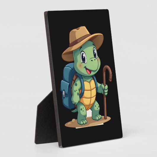 Funny Turtle Hiking Graphic Camping Lover Adventur フォトプラーク (側面)