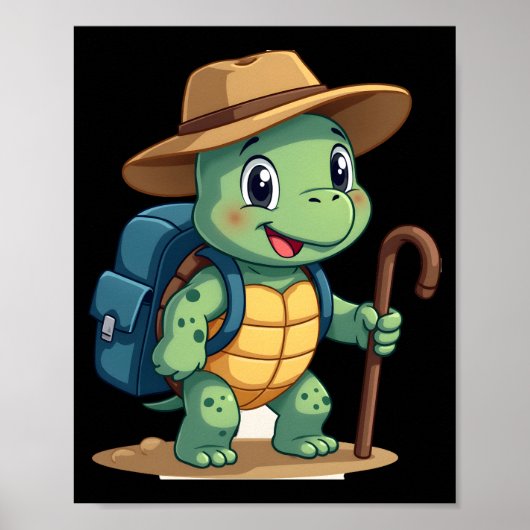 Funny Turtle Hiking Graphic Camping Lover Adventur ポスター (正面)