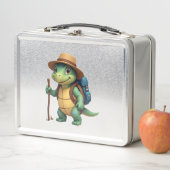 Funny Turtle Hiking Graphic Camping Lover Adventur メタルランチボックス (インサイチュ)