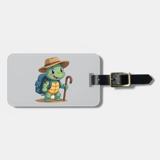 Funny Turtle Hiking Graphic Camping Lover Adventur ラゲッジタグ (正面横)