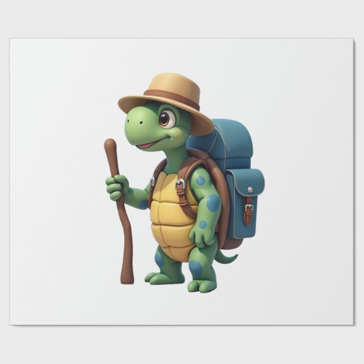 Funny Turtle Hiking Graphic Camping Lover Adventur ラッピングペーパー (フラット)
