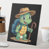 Funny Turtle Hiking Graphic Camping Lover Adventur 台座サイン (インサイチュ)