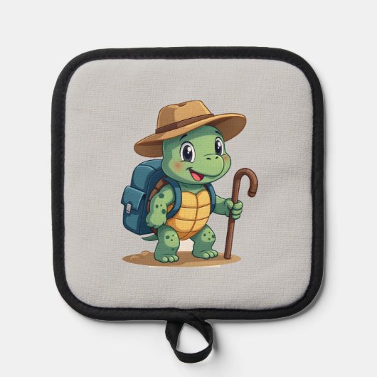 Funny Turtle Hiking Graphic Camping Lover Adventur 鍋敷き (正面)