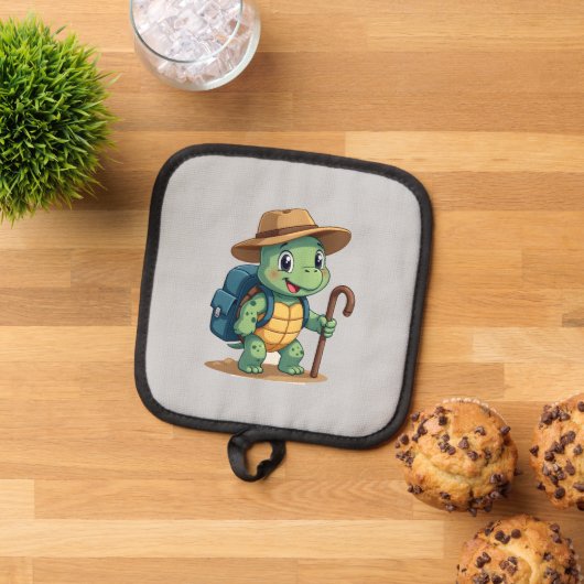 Funny Turtle Hiking Graphic Camping Lover Adventur 鍋敷き (トップダウン)