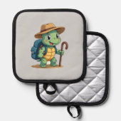 Funny Turtle Hiking Graphic Camping Lover Adventur 鍋敷き (正面/裏面)