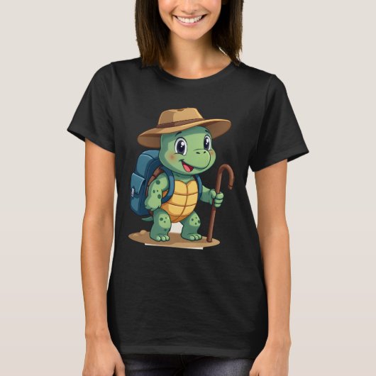 Funny Turtle Hiking Graphic Camping Lover Adventur Tシャツ (正面)