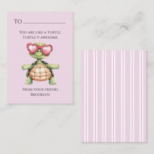 Funny Turtle Kids School Valentine Card ノートカード (正面/裏面)