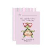 Funny Turtle Kids School Valentine Card ノートカード (正面/裏面インサイチュ)