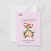 Funny Turtle Kids School Valentine Card ノートカード (正面)