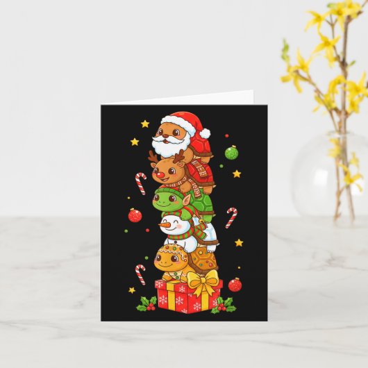 Funny Turtle Santa Elf Snowman Christmas Womens Me カード (黄色い花)