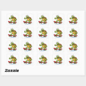 Funny Turtle Skateboard Cartoon Art Sticker スクエアシール (シート)