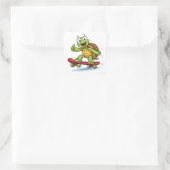 Funny Turtle Skateboard Cartoon Art Sticker スクエアシール (バッグ)