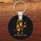 Funny Tuxedo Cat “litter’s Full” Coffee, Cat Parod キーホルダー (正面)