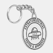 Funny UFO Alien Extraterrestrial Tested & Approved キーホルダー (正面左)