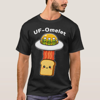 Funny UFO Food Pun Kawaiioast UFOmelet Alien girl Tシャツ