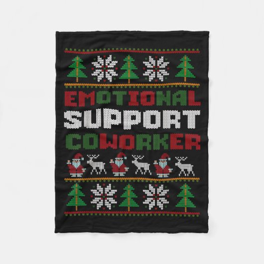 Funny Ugly Christmas Sweater Emotional Suprt Cowor フリースブランケット (正面)