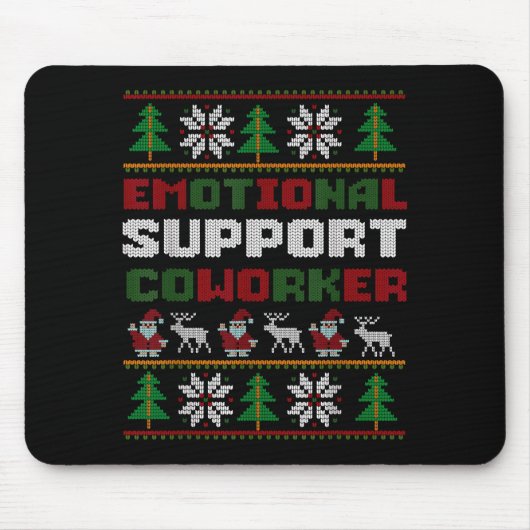 Funny Ugly Christmas Sweater Emotional Suprt Cowor マウスパッド (正面)