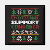 Funny Ugly Christmas Sweater Emotional Suprt Cowor マグネット (正面)