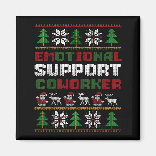 Funny Ugly Christmas Sweater Emotional Suprt Cowor マグネット (正面)
