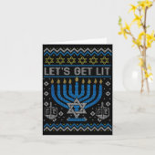 Funny Ugly Hanukkah Sweater Lets Get Lit Menorah J カード (黄色い花)