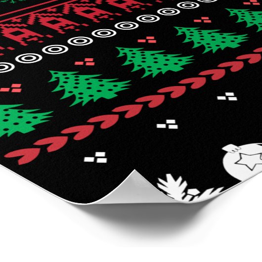 Funny Ugly Merry Christmas pattern ポスター (角)